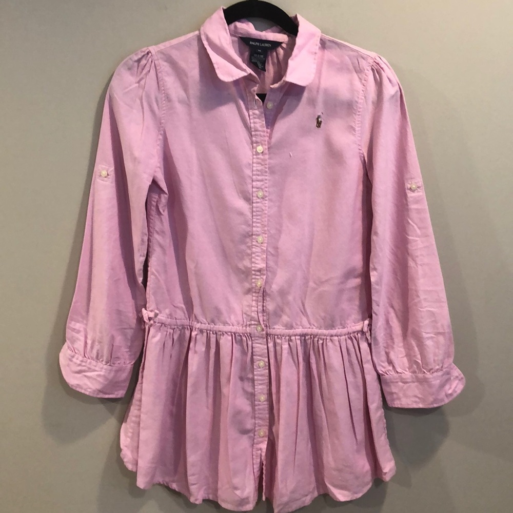 Pink Ralph Lauren Oxford Shirt Dress Sz 14